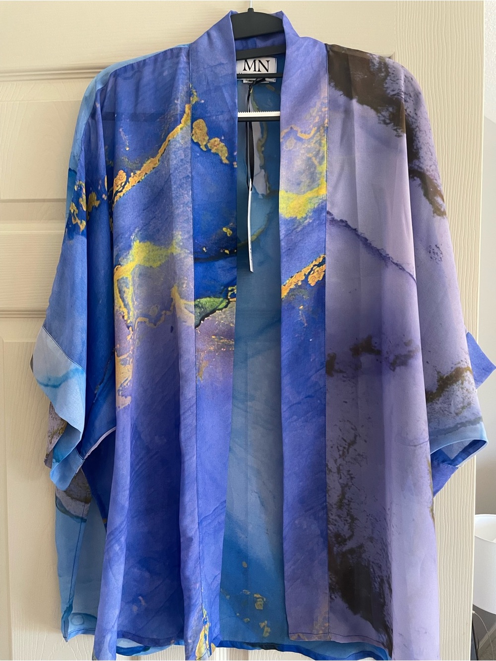 Vibrant Purple & Blue Marble Kimono Top - Picture 4 of 6